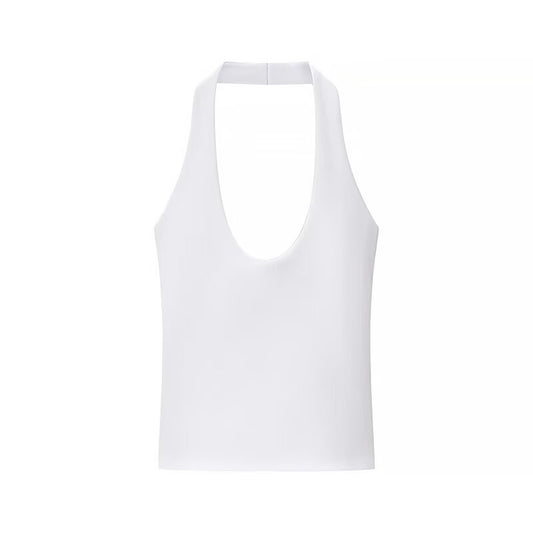Rhea | Halter Neck Top White Fitted Sleeveless Bodycon