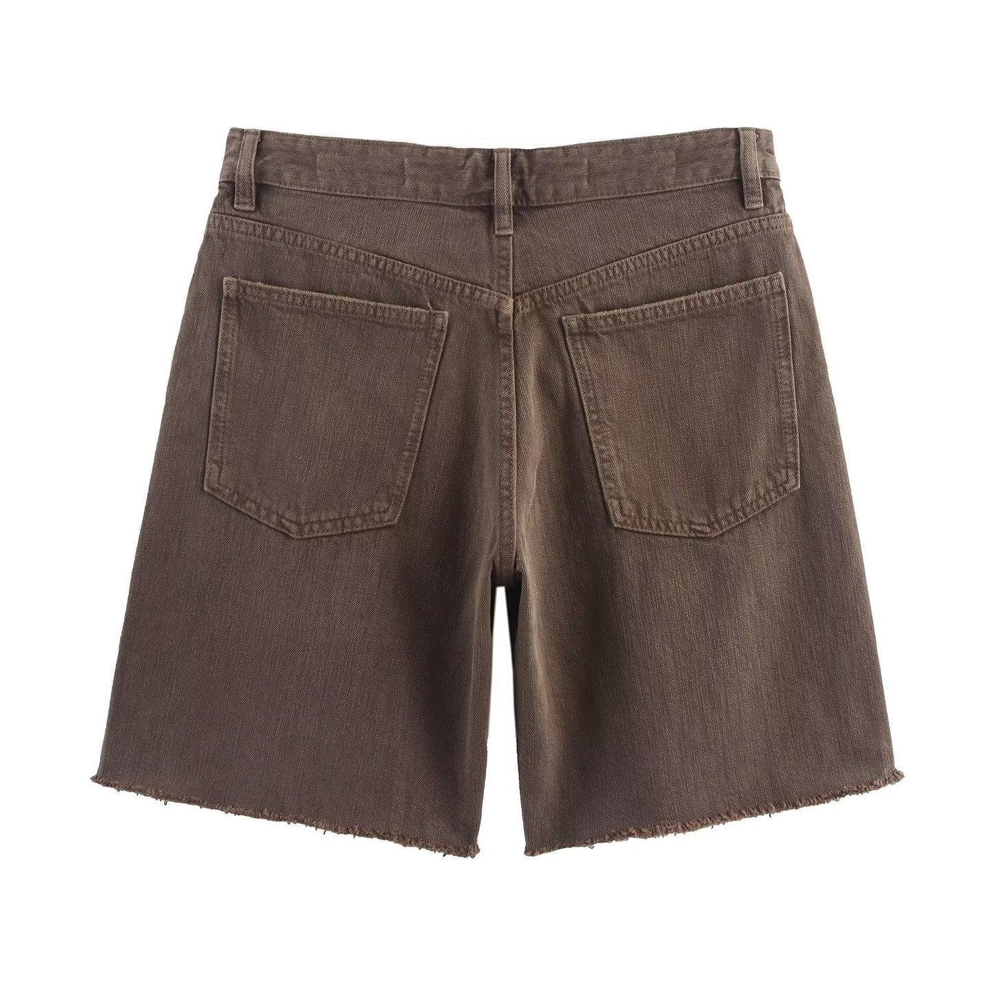 Luisa | Vintage Denim Shorts Brown Bermuda High Waisted Raw Hem