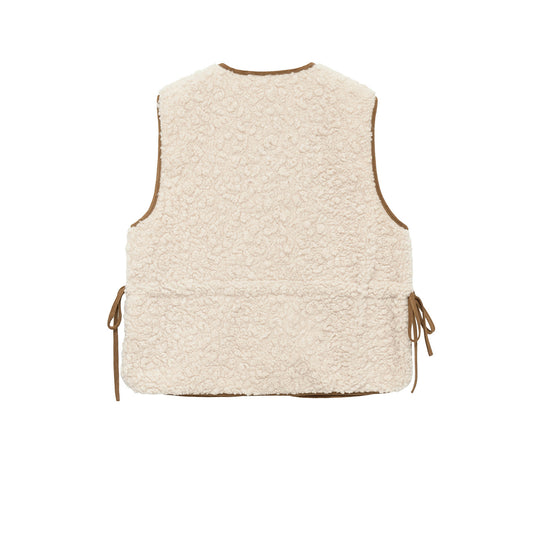 Faye | Sleeveless Sherpa Cardigan Cream Zip Up