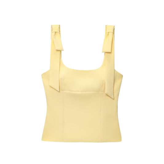 Cora | Summer Square Neck Top White Tie Strap Sleeveless