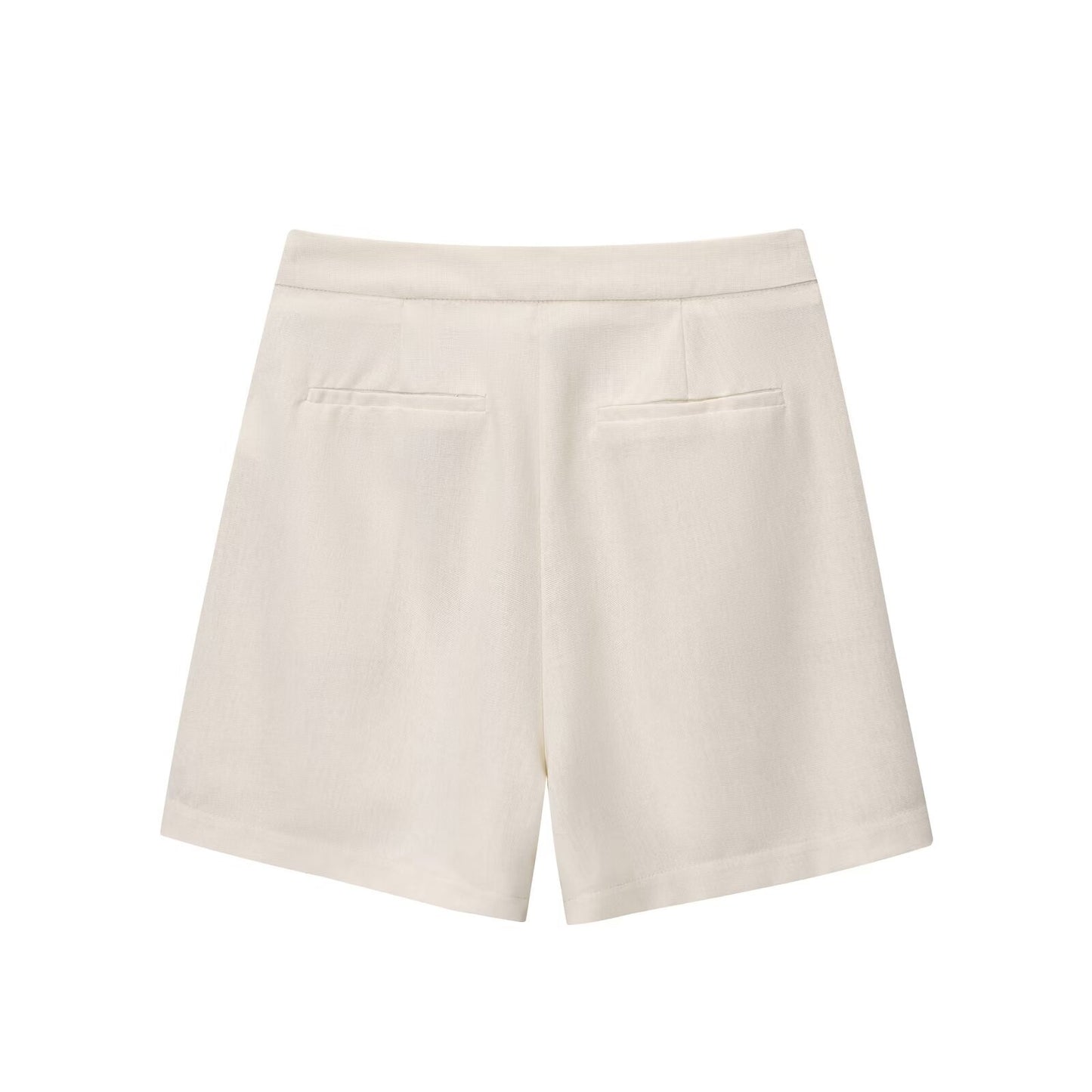 Elodie | Tailored Shorts Beige Pleated High Waisted Linen