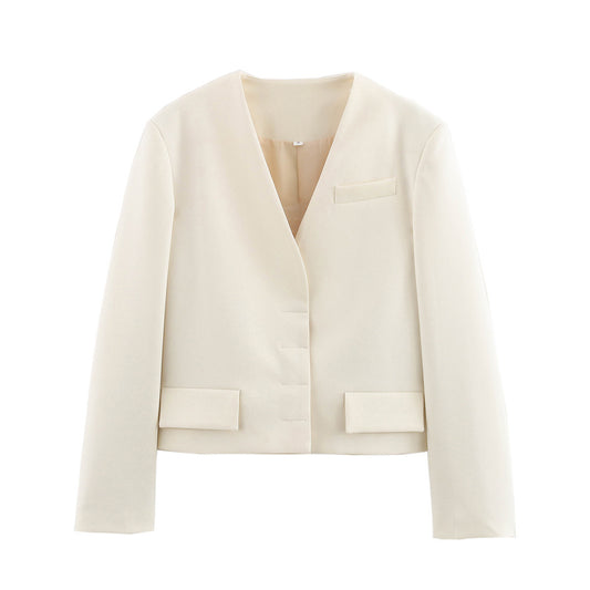 Yara | Elegant Cropped Blazer Beige