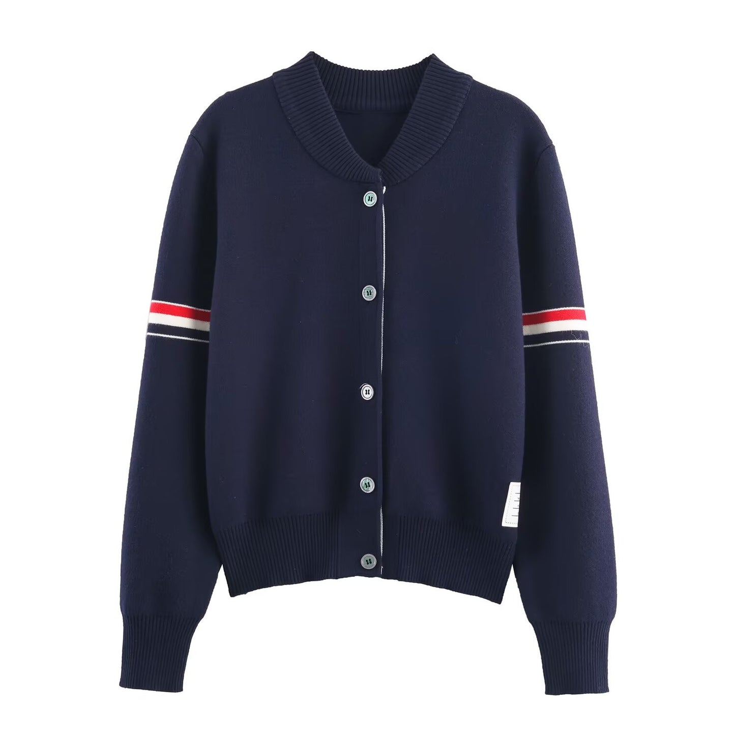 Margot | Varsity Striped Cardigan Navy Button Front Long Sleeve