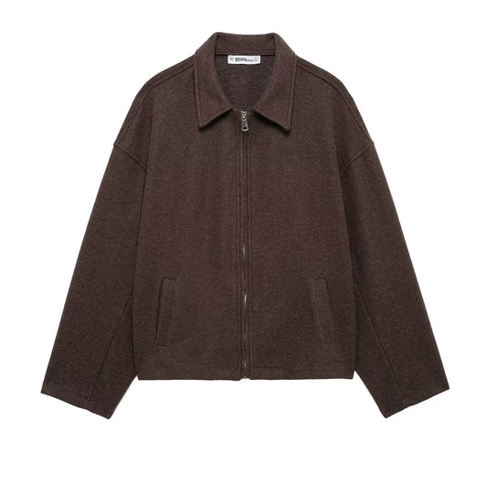 Isla | Casual Grey Fleece Jacket Zip Up Collared Oversized