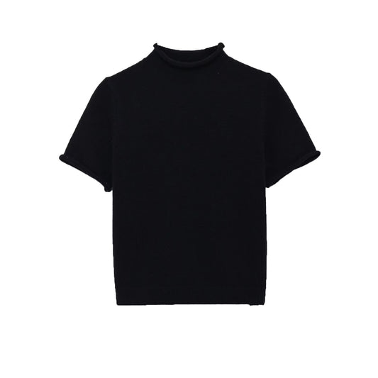 Vera | Ribbed Turtleneck Sweater Gray Short Sleeve