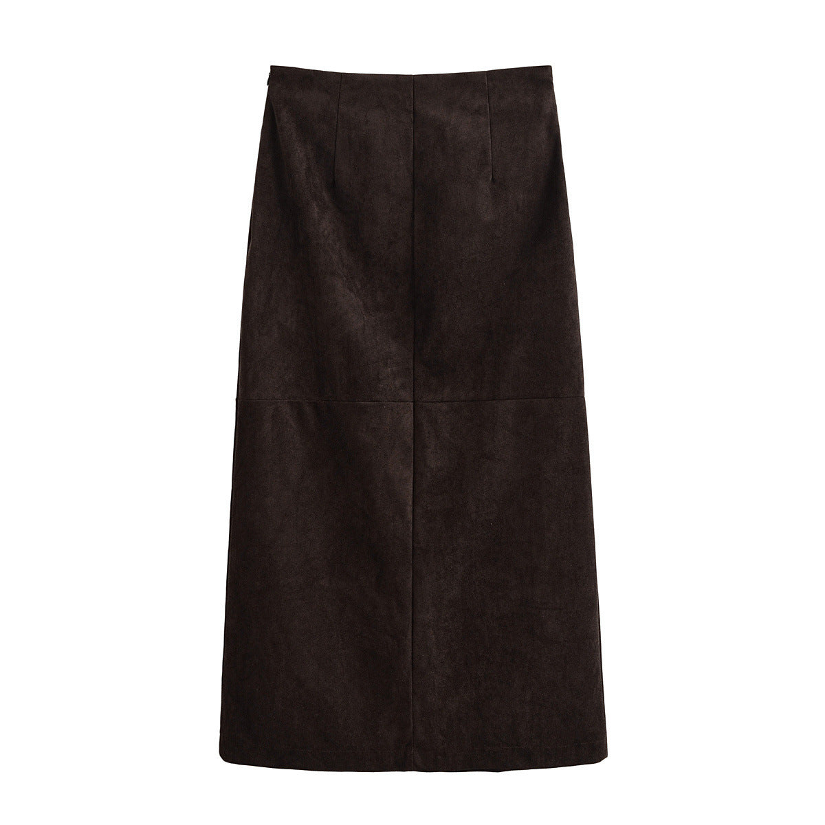 Margot | Suede Wrap Midi Skirt Brown Button Front