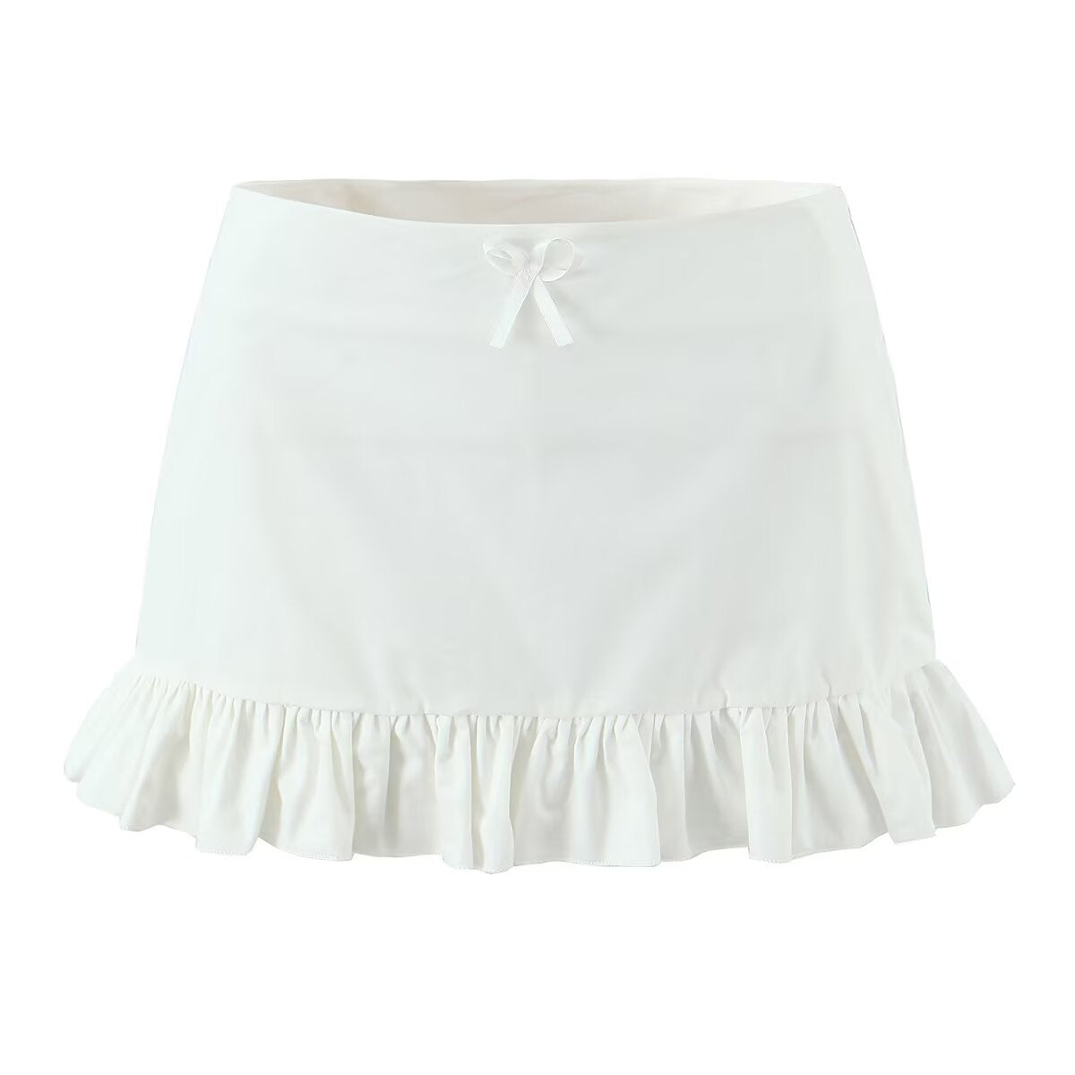 Iris | Mini Skirt White Ruffle Hem A Line