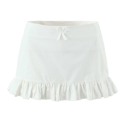 Iris | Mini Skirt White Ruffle Hem A Line