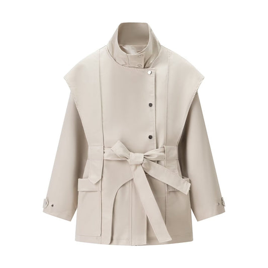 Lyra | Elegant Belted Jacket Cream Long Sleeve