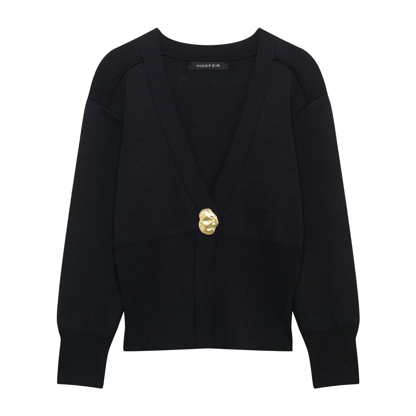 Etta | Elegant Satin Blouse Cream V Neck Long Sleeve Fitted