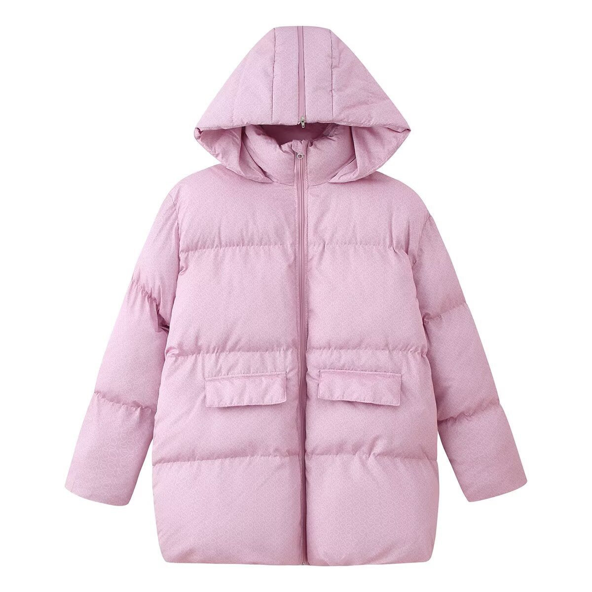 Nell | Winter Puffer Jacket White Printed Hooded Padded