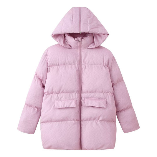 Nell | Winter Puffer Jacket White Printed Hooded Padded