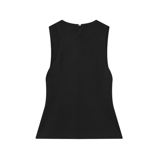 Xena | Elegant Smart Casual Peplum Top Black Sleeveless Fitted