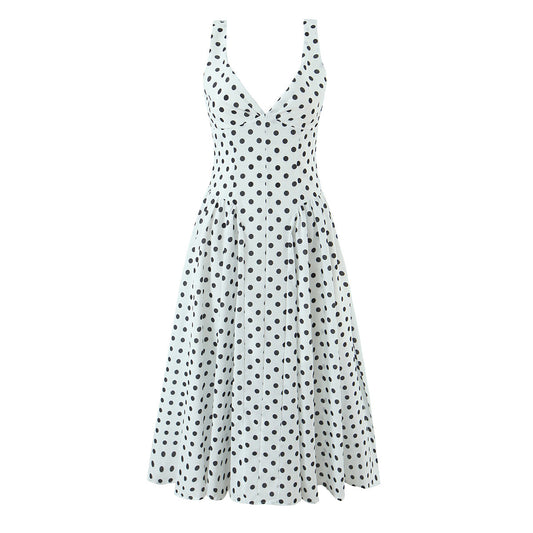 Cora | Summer Polka Dot Midi Dress White