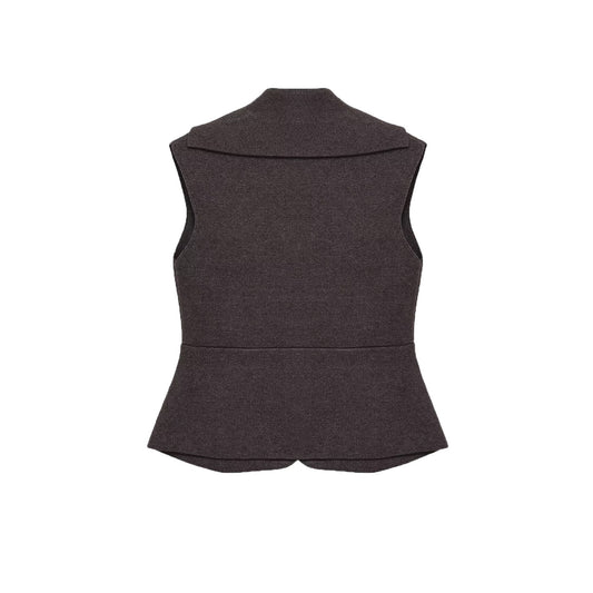 Maren | Smart Casual Sleeveless Cardigan Brown Tailored Fitted