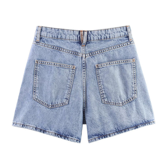 Margot | High Waisted Denim Shorts Light Blue Vintage