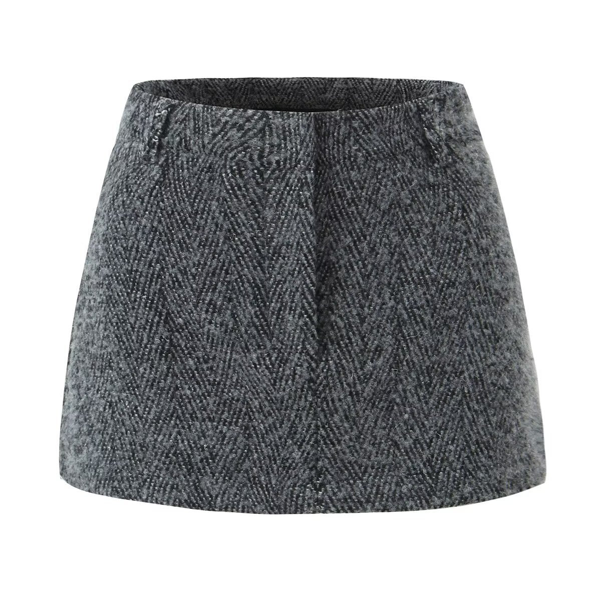 Nell | Autumn Mini Skirt Grey Tweed A Line