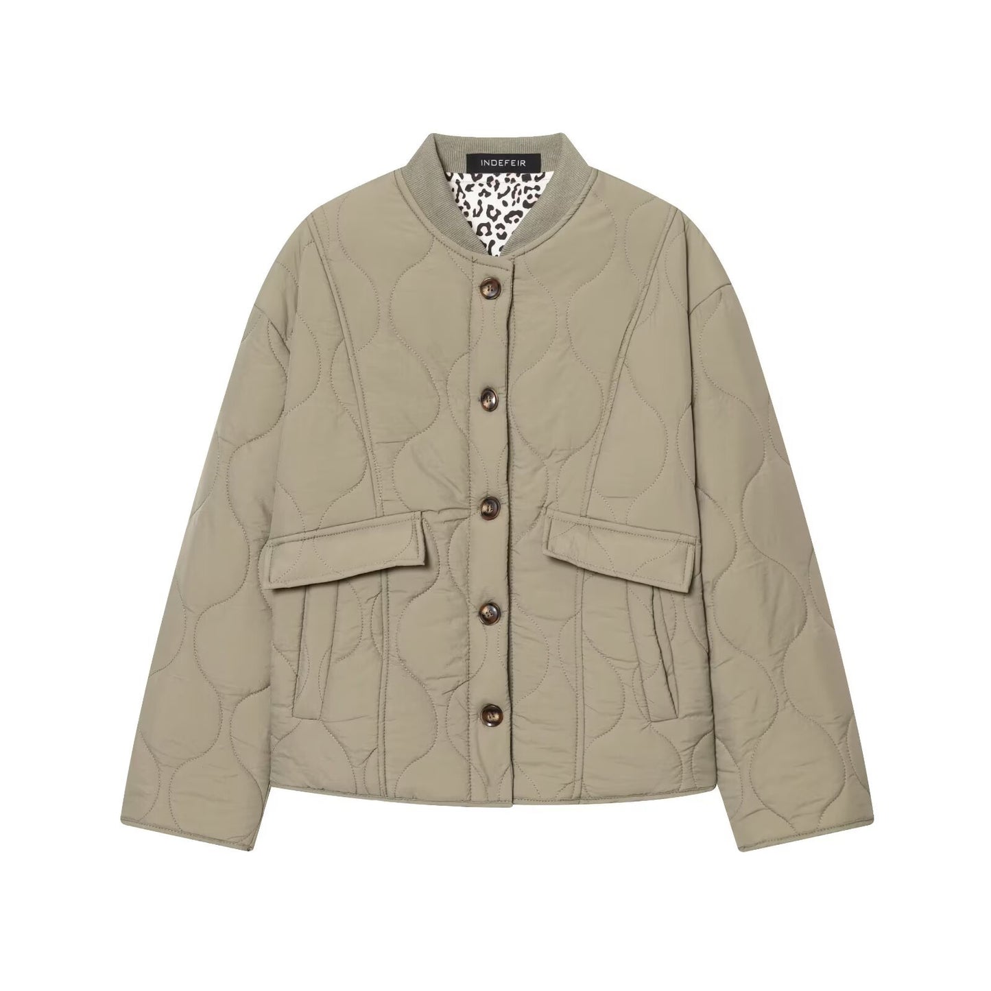 Opal | Quilted Jacket Cream Collarless Button Front Padded