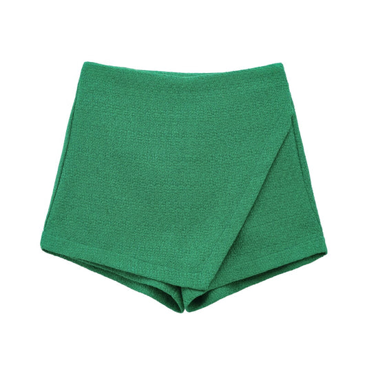 Esme | Summer Tailored Shorts Green Wrap Front Mini High Waisted