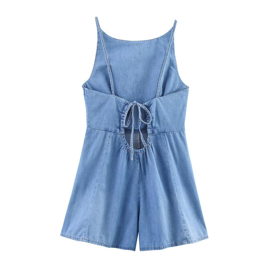Briar | Casual Denim Romper Light Blue Sleeveless Short
