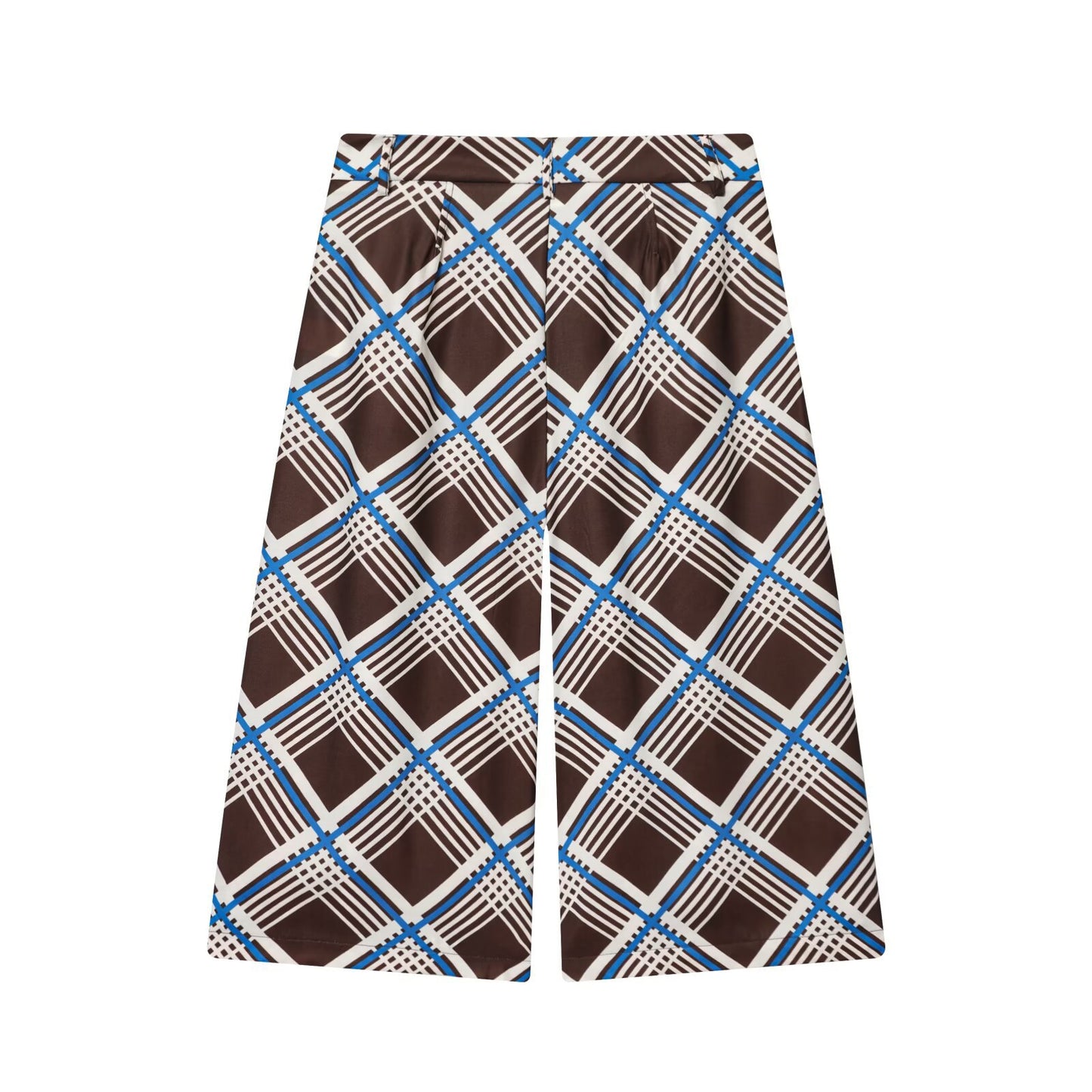 Lyra | Check Culottes Brown Blue Wide Leg High Waisted