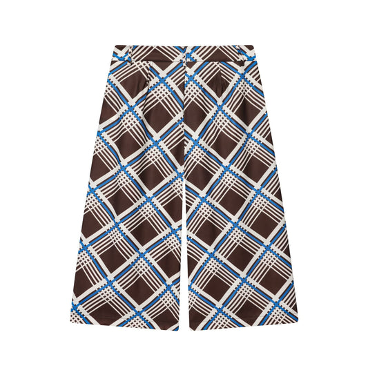 Vera | Plaid Culottes Brown Blue High Waisted Wide Leg