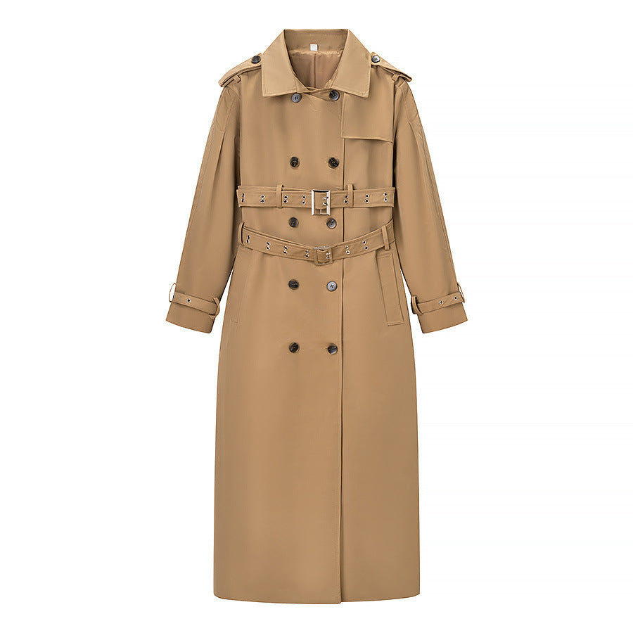 Floria | Double Breasted Trench Coat Beige Long Sleeve Belted