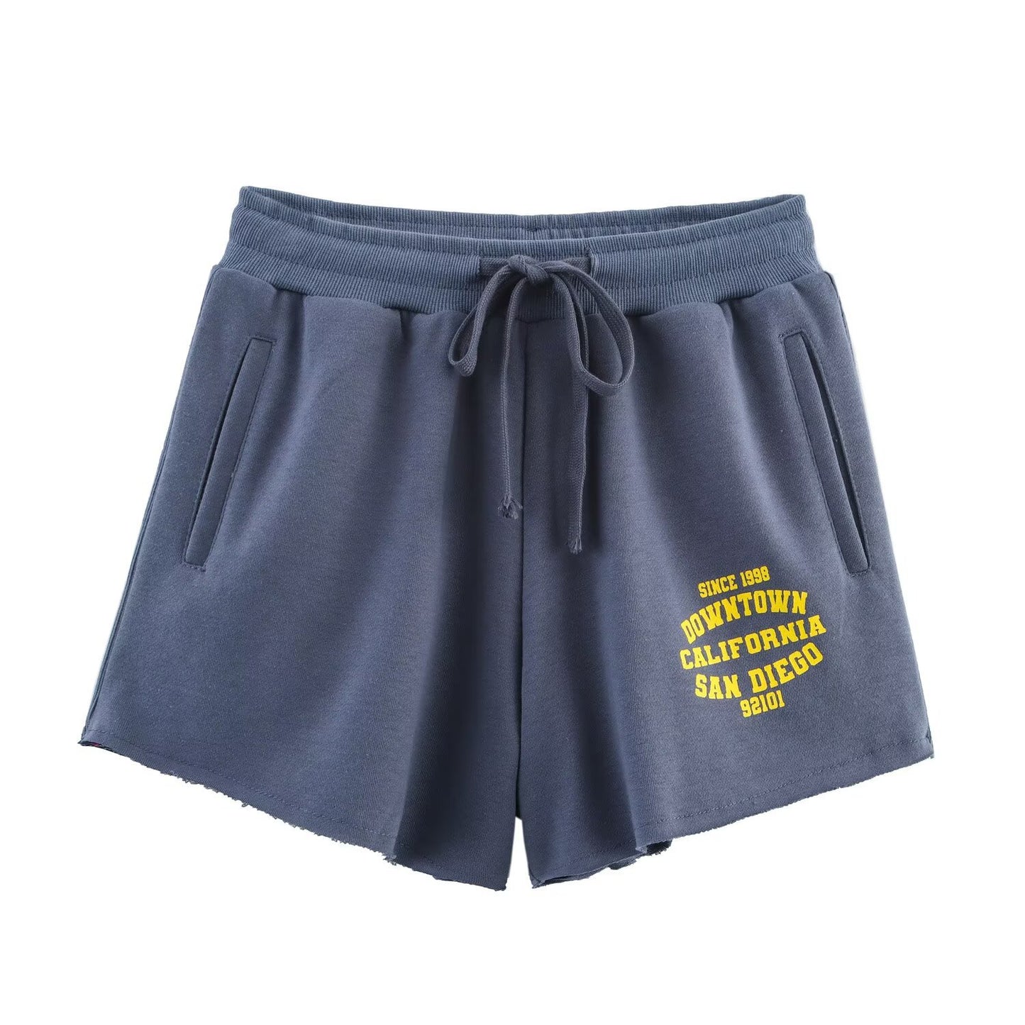 Nola | Casual Printed Jogger Shorts Navy Cotton Drawstring
