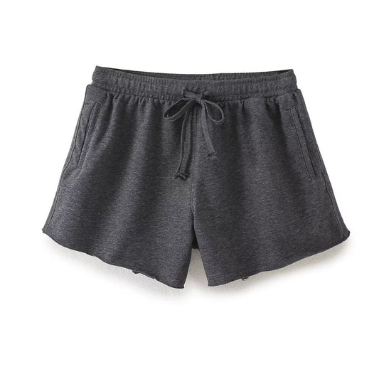 Maren | Relaxed Drawstring Shorts Blue Cotton Elastic Waist
