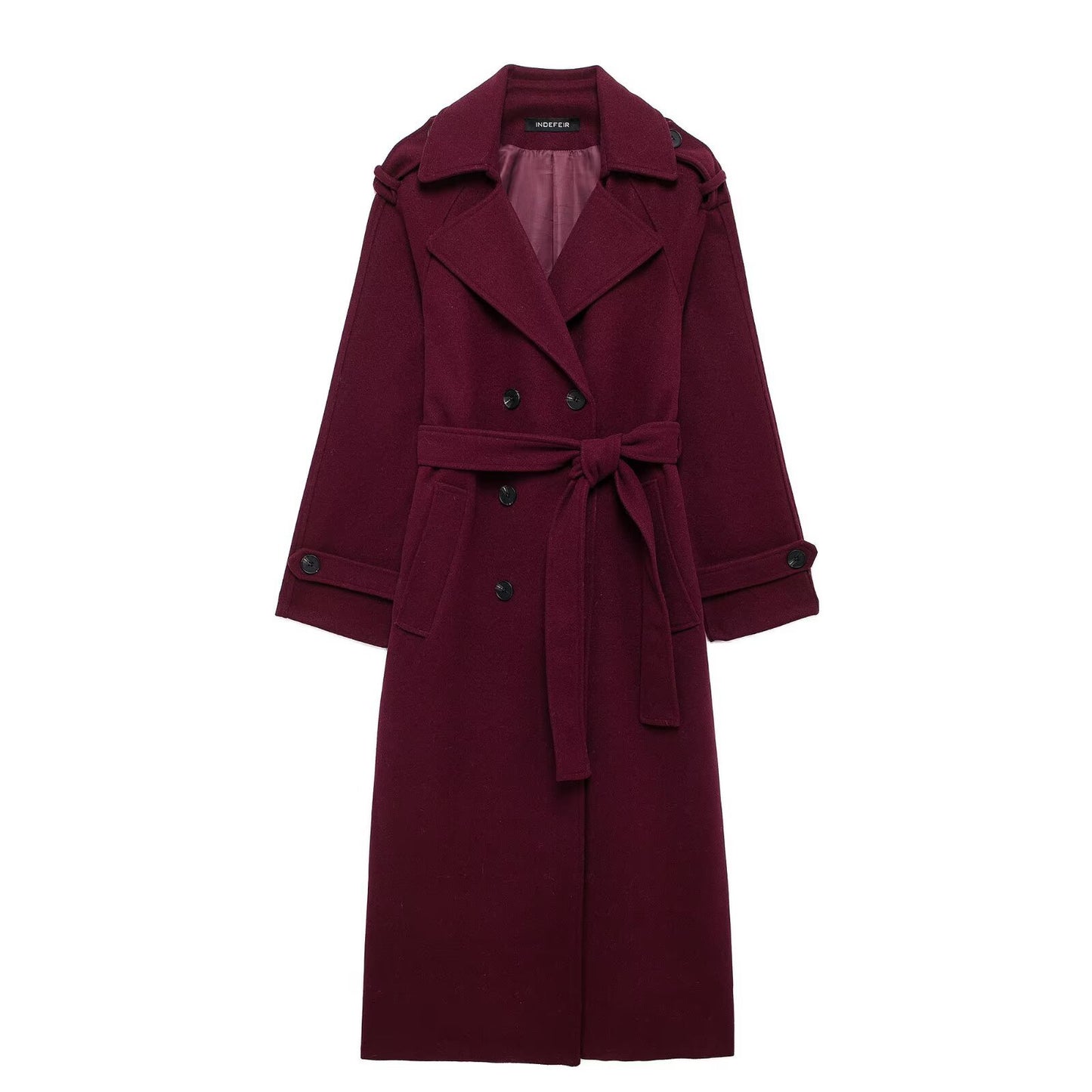 Ines | Elegant Belted Trench Coat Brown Long Sleeve