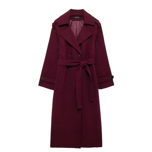 Ines | Elegant Belted Trench Coat Brown Long Sleeve