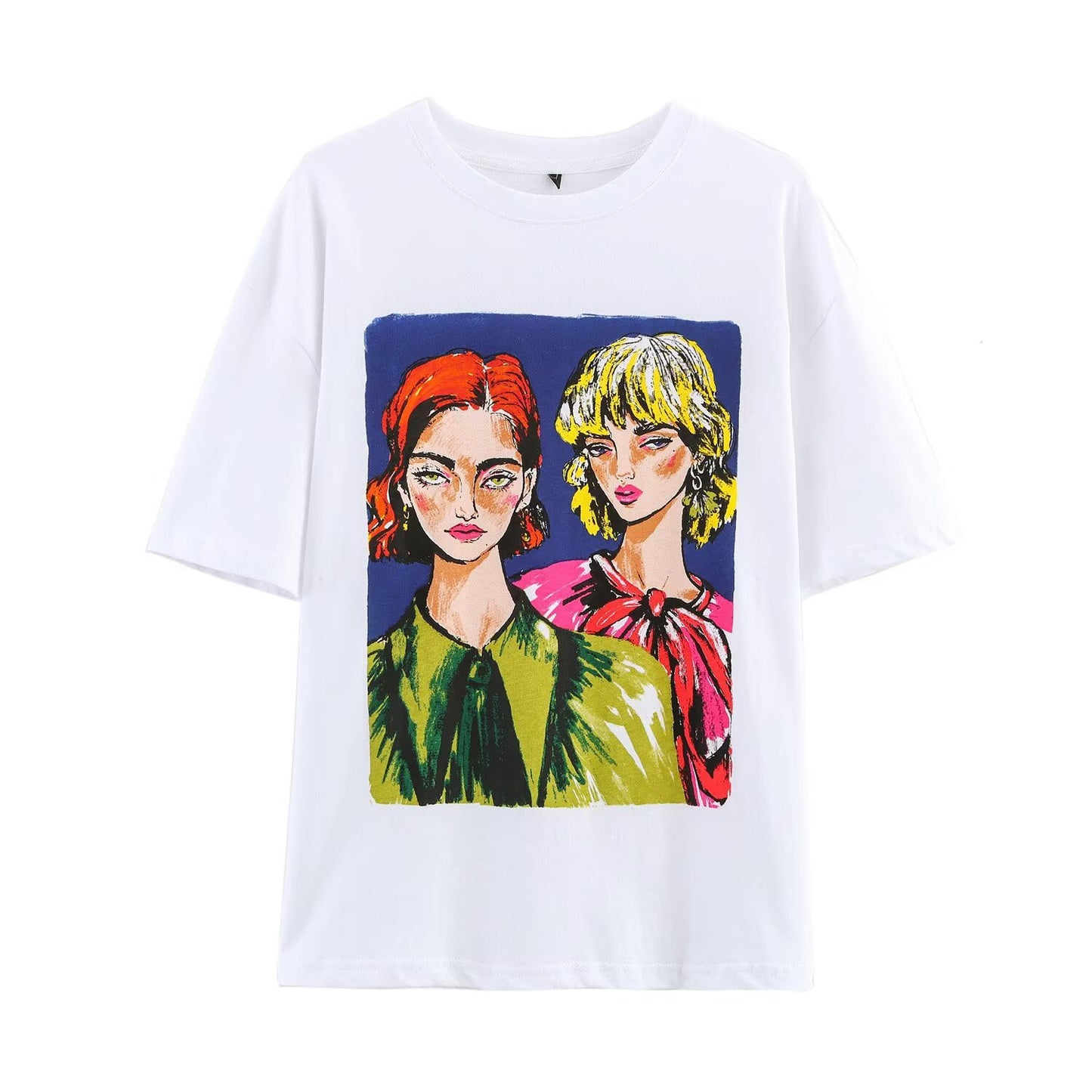 Stella | Graphic Tee White Printed Pop Art Portrait