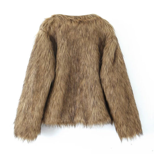 Vera | Cropped Faux Fur Jacket Tan Lightweight