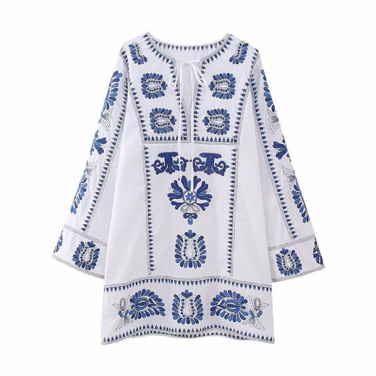 Odette | Summer Embroidered Mini Dress White