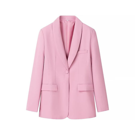 Margot | Cropped Blazer Pink Single Button Long Sleeve