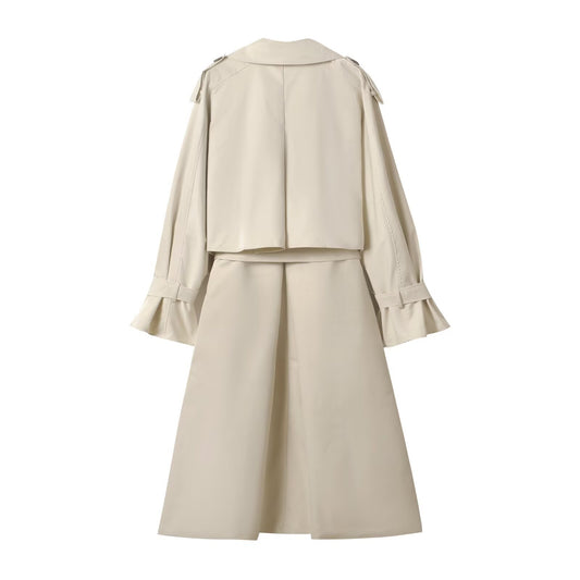 Briar | Elegant Belted Trench Coat Cream Long