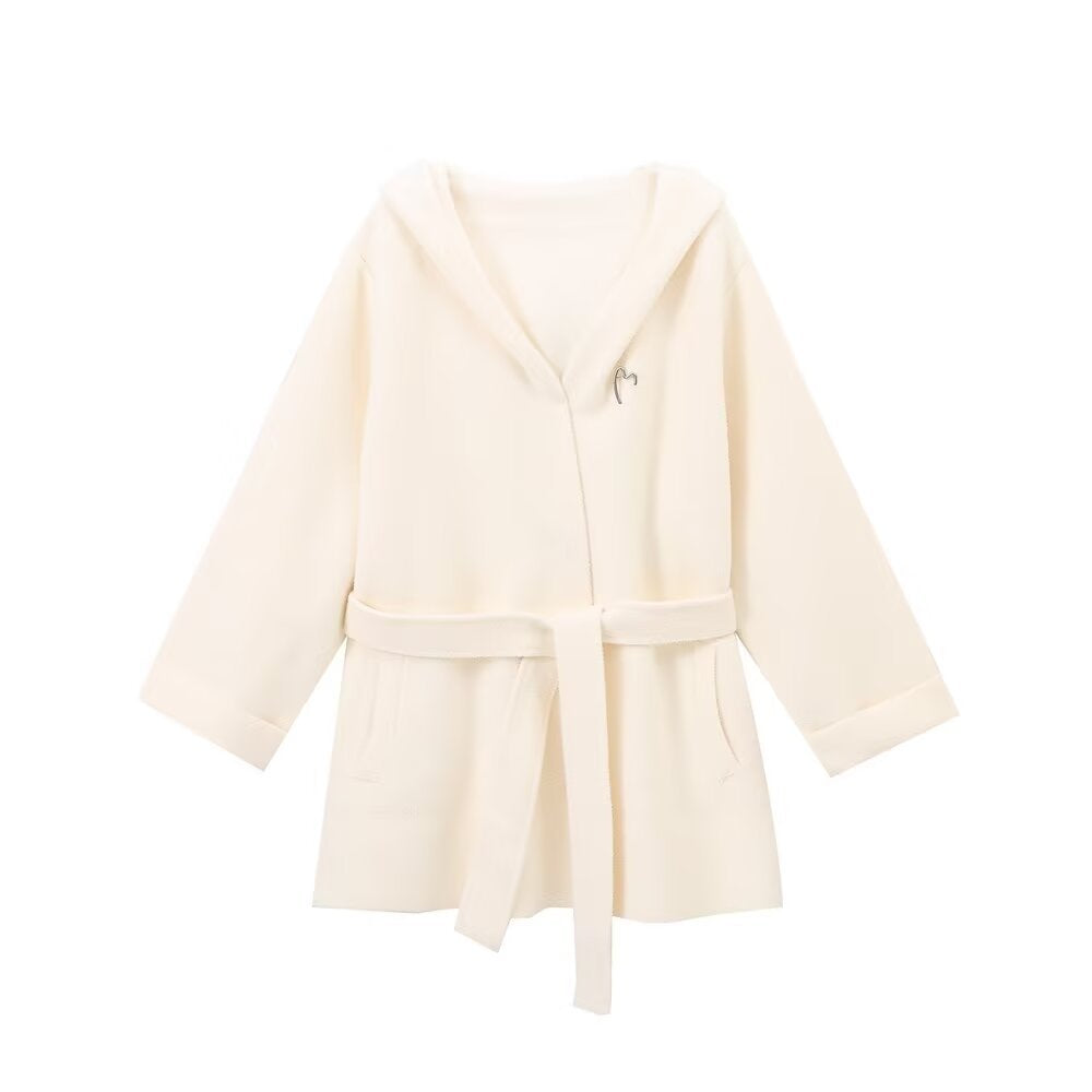 Margot | Oversized Blazer Black Hooded Belted Long Sleeve