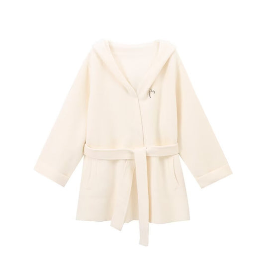 Sable | Black Blazer Belted Hooded Oversized Long Sleeve