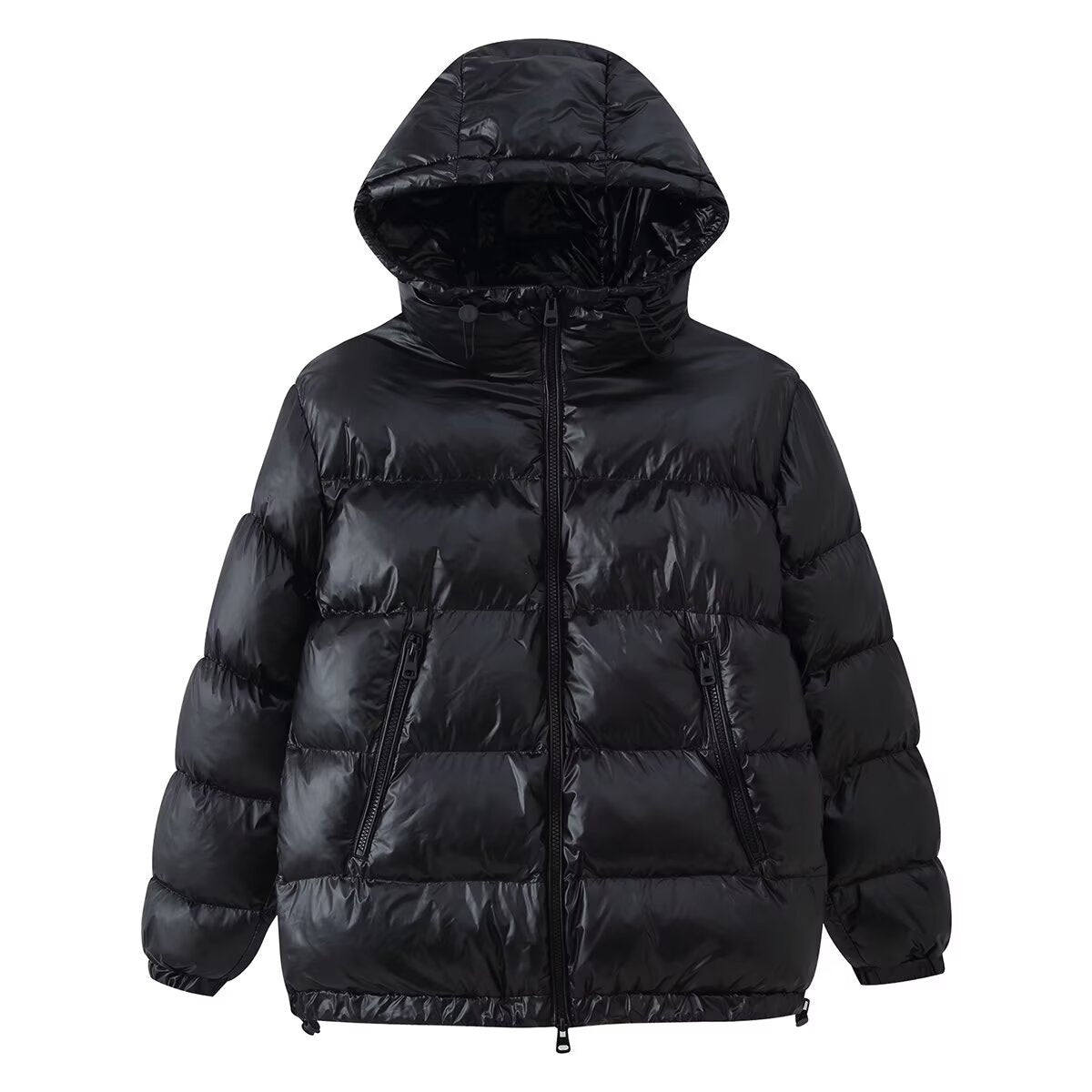 Willa | Winter Puffer Jacket Black Cropped Hooded Quilted Oversized