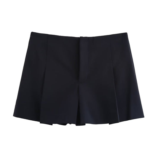 Willa | Pleated Shorts Black High Waisted Tailored Mini