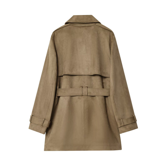 Camille | Belted Trench Coat Beige Double Breasted Long Sleeve