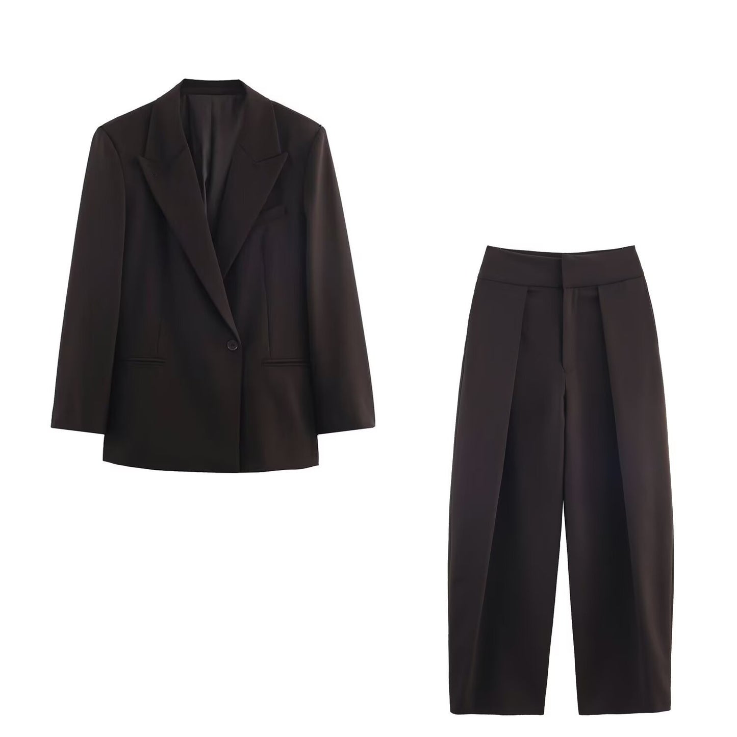 Vera | Oversized Blazer And Wide Leg Pants Set Black