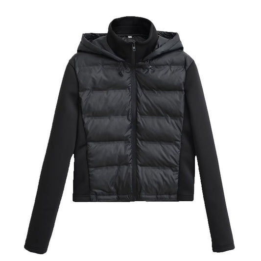 Etta | Cropped Puffer Jacket Black Hooded Quilted Zip Up