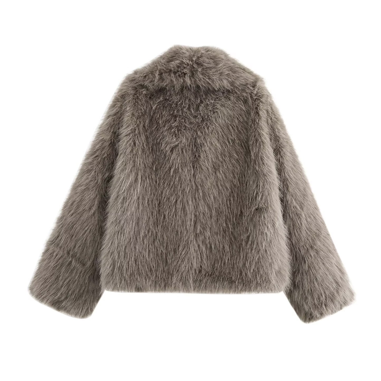 Wren | Winter Fluffy Faux Fur Coat Grey