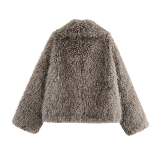Wren | Winter Fluffy Faux Fur Coat Grey