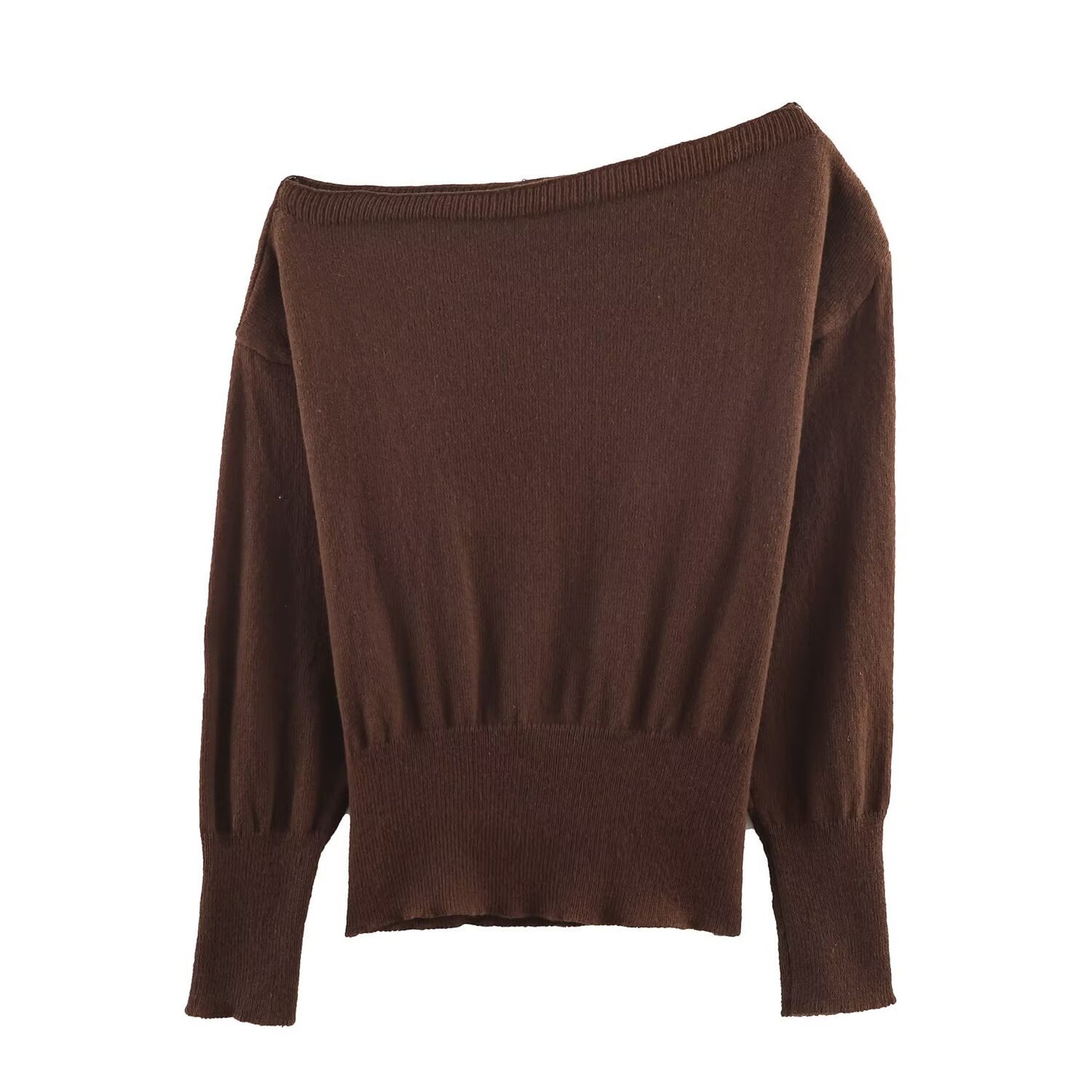 Maren | Elegant Off Shoulder Sweater Cream Knitted Long Sleeve