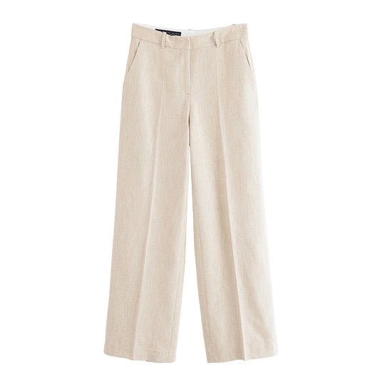 Orin | Linen Trousers Cream Wide Leg Tailored