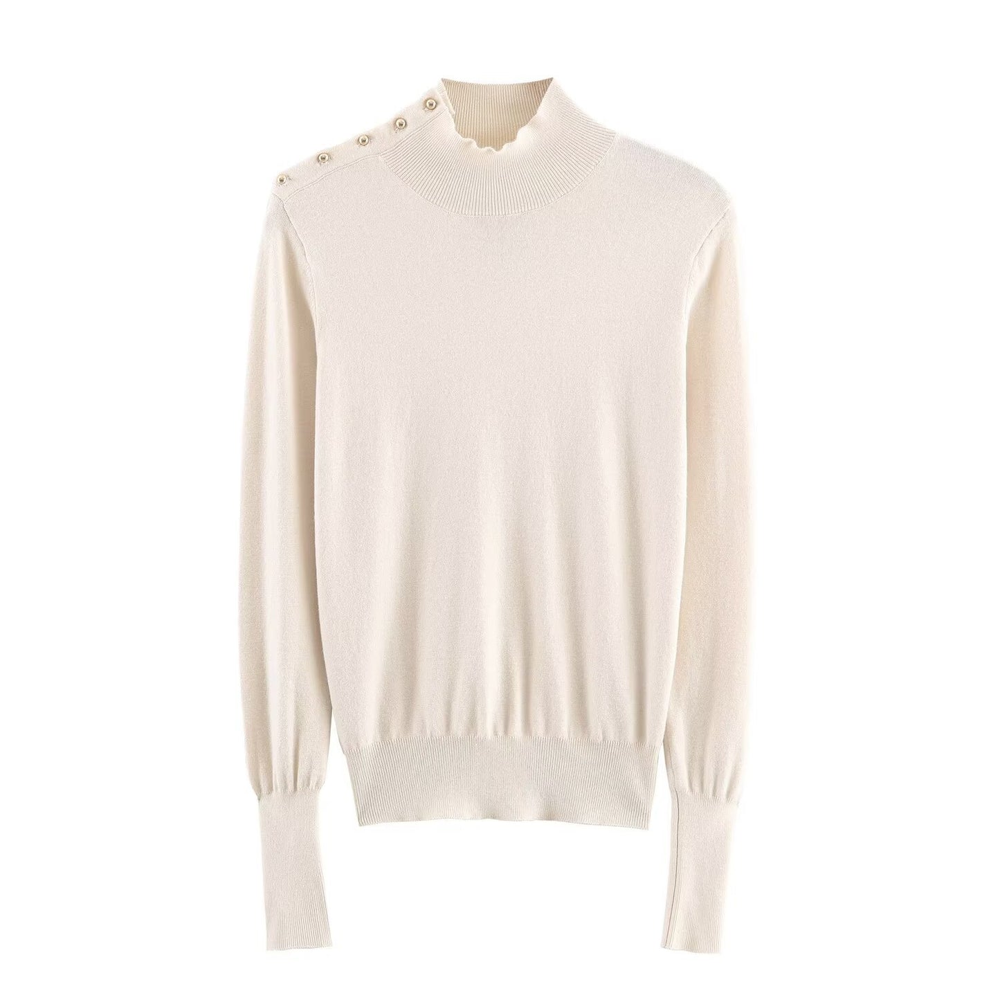 Vera | Turtleneck Sweater Cream Long Sleeve Fitted