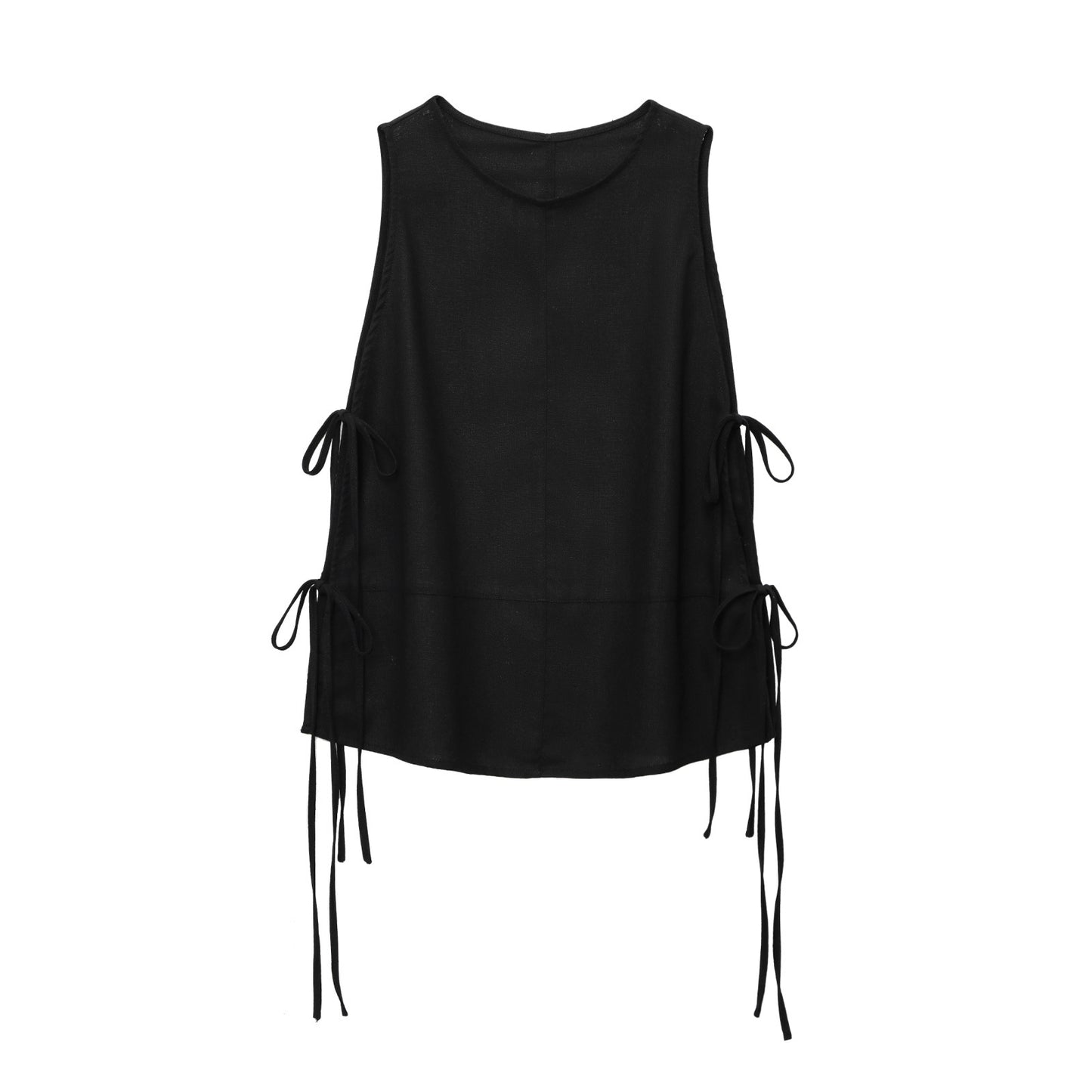 Willa | Black Tank Top Sleeveless Tie Side Cut Out Vest Top