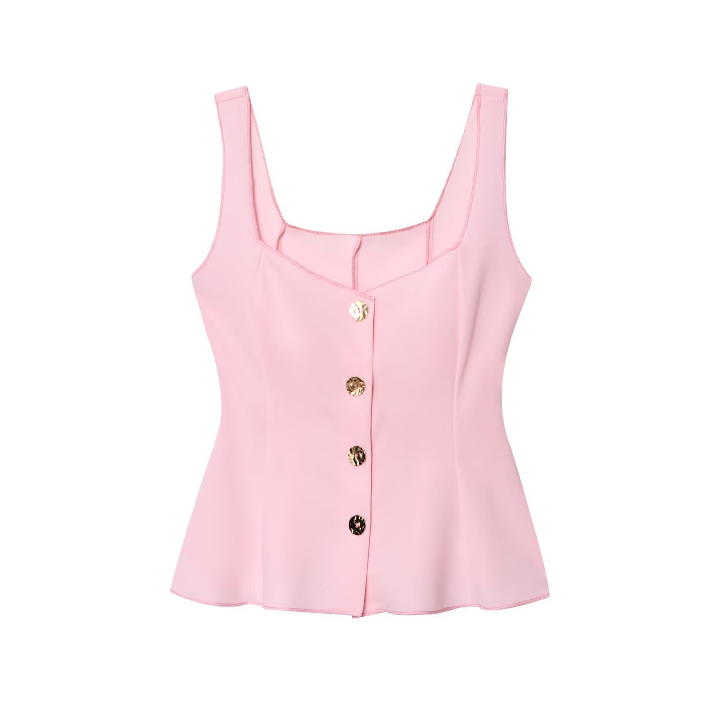 Cleo | Elegant Peplum Top White Sleeveless Square Neck Button Front